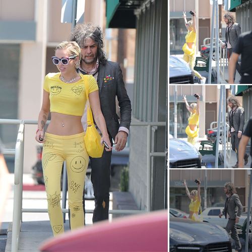 Miley Cyrus Shines Bright in Gleaming Gold Ensemble in Los Angeles